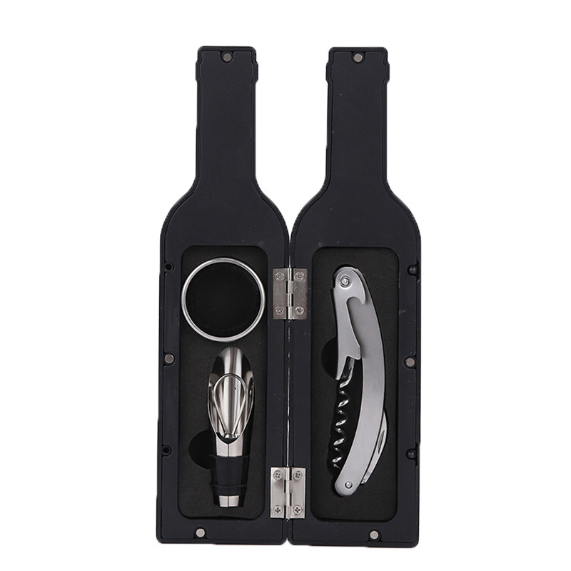 BR-WG16 Bottle Shaped 3pcs Wine Opener Set Black Color